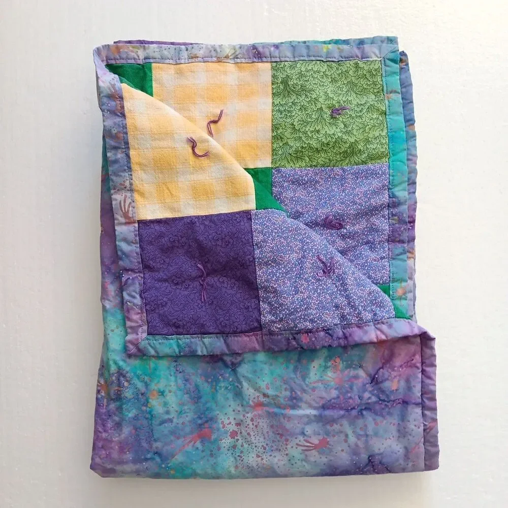 Purple Green Baby Blanket Quilt 27